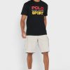 Tricouri negre pentru bărbați, cu logo-ul Ralph Lauren, cu gâtul rotund