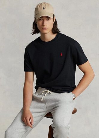 Tricouri negre Ralph Lauren Classic Fit Jersey Crewneck pentru bărbați Tricouri negre Ralph Lauren Classic Fit Jersey Crewneck pentru bărbați
