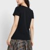 Tricouri negre Ralph Lauren cu logo-ul cu gât rotund pentru femei Tricouri negre Ralph Lauren cu logo-ul cu gât rotund pentru femei