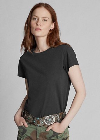 Tricouri negre Ralph Lauren, din jerseu de bumbac, cu gâtul rotund Tricouri negre Ralph Lauren, din jerseu de bumbac, cu gâtul rotund