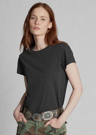 Tricouri negre Ralph Lauren, din jerseu de bumbac, cu gâtul rotund Tricouri negre Ralph Lauren, din jerseu de bumbac, cu gâtul rotund