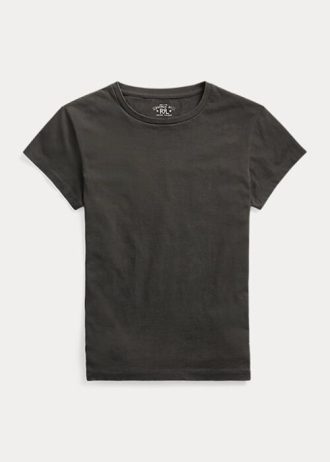 Tricouri negre Ralph Lauren, din jerseu de bumbac, cu gâtul rotund Tricouri negre Ralph Lauren, din jerseu de bumbac, cu gâtul rotund
