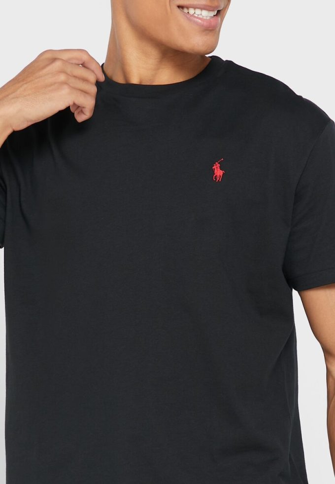 Tricouri negre Ralph Lauren Essential Crew Gate pentru bărbați Tricouri negre Ralph Lauren Essential Crew Gate pentru bărbați