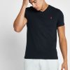 Tricouri negre Ralph Lauren Essential cu decolteu în V pentru bărbați Tricouri negre Ralph Lauren Essential cu decolteu în V pentru bărbați