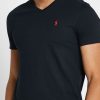 Tricouri negre Ralph Lauren Essential cu decolteu în V pentru bărbați Tricouri negre Ralph Lauren Essential cu decolteu în V pentru bărbați