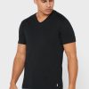 Tricouri negre Ralph Lauren pentru bărbați, pachet de 2 tricouri esențiale cu decolteu în V Tricouri negre Ralph Lauren pentru bărbați, pachet de 2 tricouri esențiale cu decolteu în V