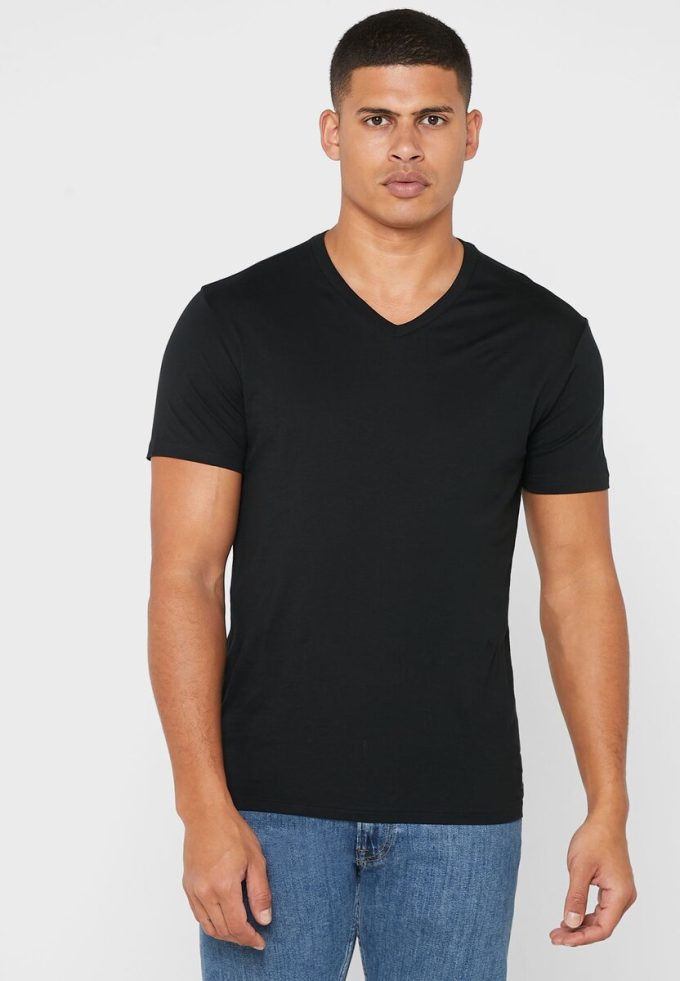 Tricouri negre Ralph Lauren pentru bărbați, pachet de 2 tricouri esențiale cu decolteu în V Tricouri negre Ralph Lauren pentru bărbați, pachet de 2 tricouri esențiale cu decolteu în V
