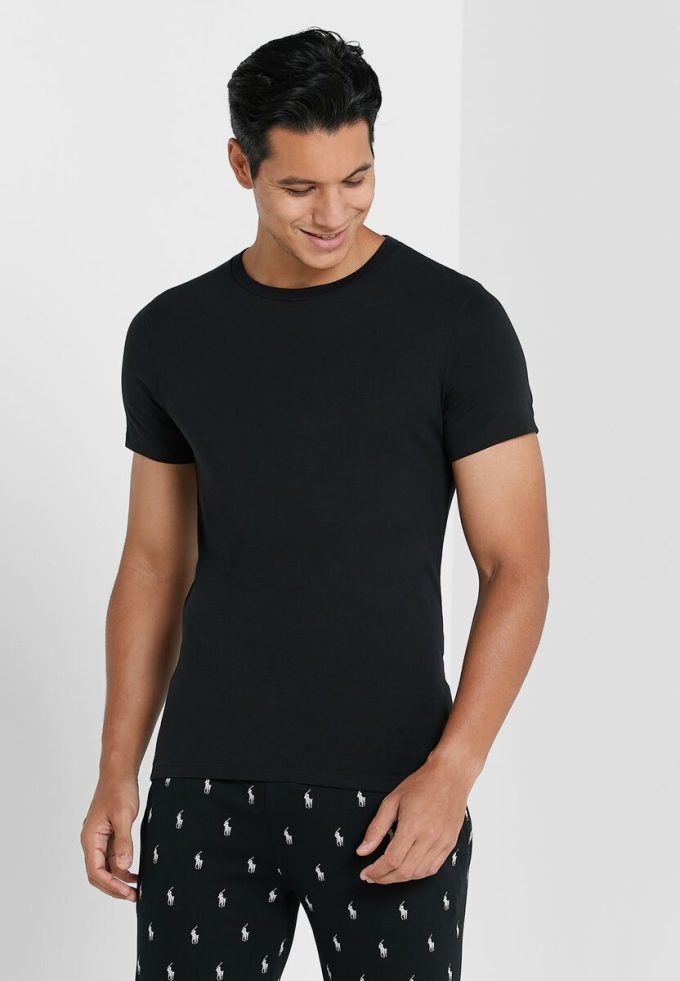 Tricouri negre Ralph Lauren pentru bărbați, pachet de 2 tricouri Essential cu gât turnat Tricouri negre Ralph Lauren pentru bărbați, pachet de 2 tricouri Essential cu gât turnat
