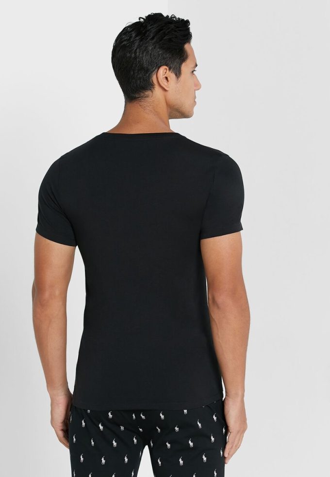 Tricouri negre Ralph Lauren pentru bărbați, pachet de 2 tricouri Essential cu gât turnat Tricouri negre Ralph Lauren pentru bărbați, pachet de 2 tricouri Essential cu gât turnat