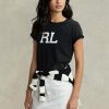 Tricouri negre Ralph Lauren Rl Logo Jersey pentru femei Tricouri negre Ralph Lauren Rl Logo Jersey pentru femei