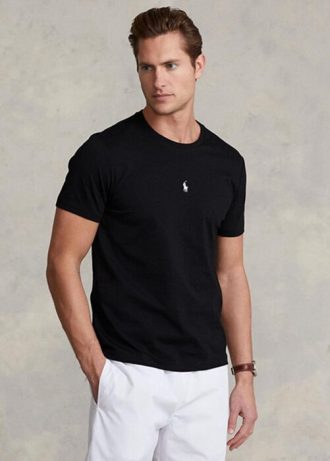 Tricouri negru pentru bărbați Ralph Lauren, personalizate, slim cu gât crew, pentru bărbați Tricouri negru pentru bărbați Ralph Lauren, personalizate, slim cu gât crew, pentru bărbați