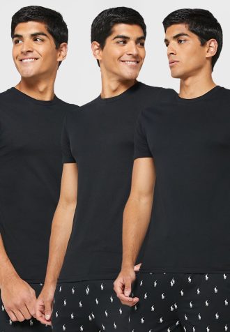 Tricouri negru Ralph Lauren pentru bărbați, pachet de 3 asortate, cu gât crew Tricouri negru Ralph Lauren pentru bărbați, pachet de 3 asortate, cu gât crew