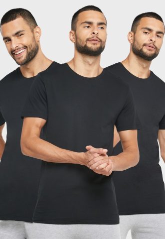 Tricouri negru Ralph Lauren pentru bărbați, pachet de 3 asortate, cu gât crew Tricouri negru Ralph Lauren pentru bărbați, pachet de 3 asortate, cu gât crew