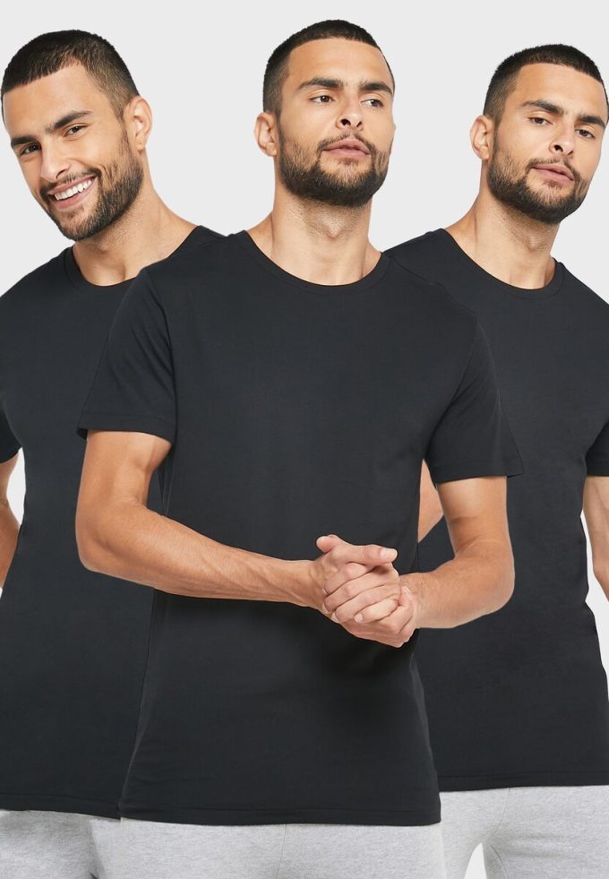 Tricouri negru Ralph Lauren pentru bărbați, pachet de 3 asortate, cu gât crew Tricouri negru Ralph Lauren pentru bărbați, pachet de 3 asortate, cu gât crew
