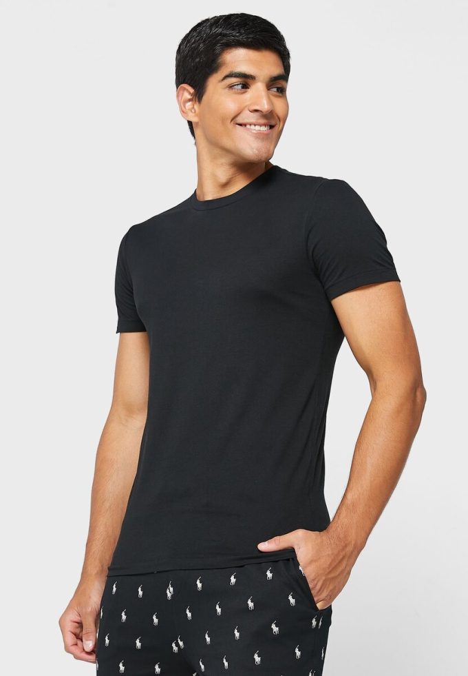 Tricouri negru Ralph Lauren pentru bărbați, pachet de 3 asortate, cu gât crew