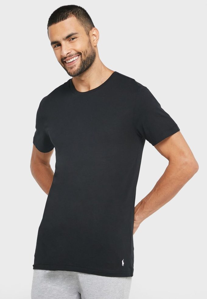 Tricouri negru Ralph Lauren pentru bărbați, pachet de 3 asortate, cu gât crew Tricouri negru Ralph Lauren pentru bărbați, pachet de 3 asortate, cu gât crew