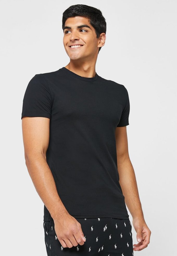 Tricouri negru Ralph Lauren pentru bărbați, pachet de 3 asortate, cu gât crew