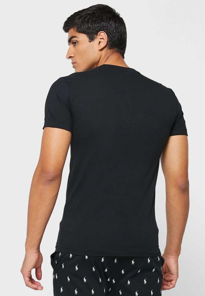 Tricouri negru Ralph Lauren pentru bărbați, pachet de 3 asortate, cu gât crew