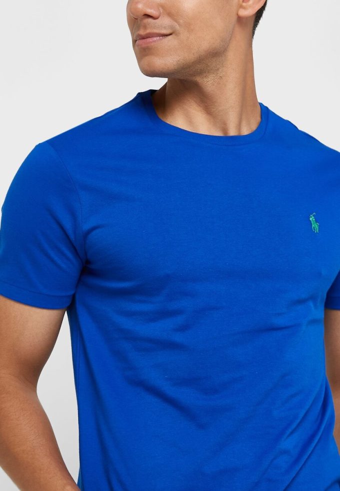 Tricouri pentru bărbați albastru Ralph Lauren Essential cu gât crew Tricouri pentru bărbați albastru Ralph Lauren Essential cu gât crew