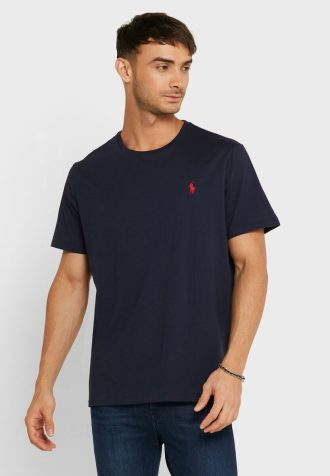 Tricouri pentru bărbați, blumarin, cu logo brodat Ralph Lauren, cu gât crew