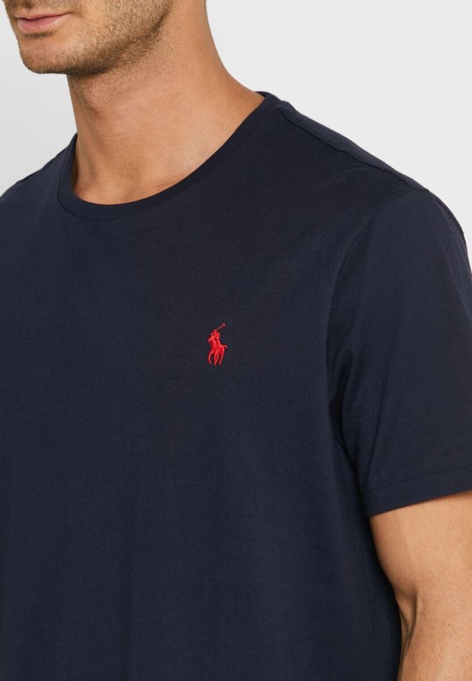 Tricouri pentru bărbați, blumarin, cu logo brodat Ralph Lauren, cu gât crew