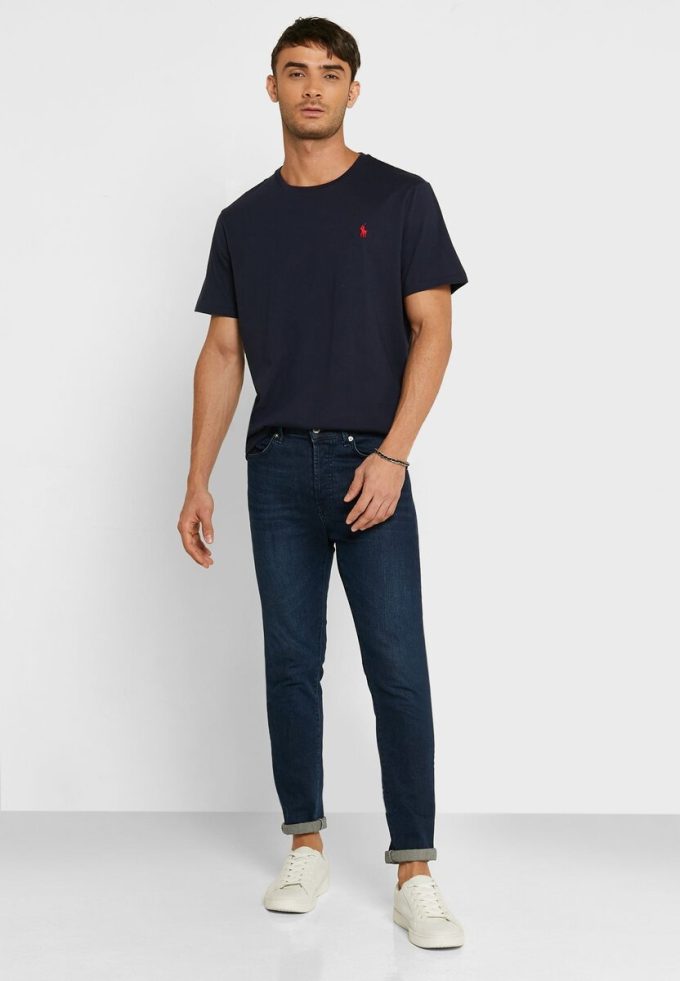 Tricouri pentru bărbați, blumarin, cu logo brodat Ralph Lauren, cu gât crew