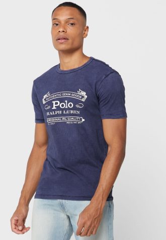 Tricouri pentru bărbați, cu logo-ul Ralph Lauren, cu decolteu rotund