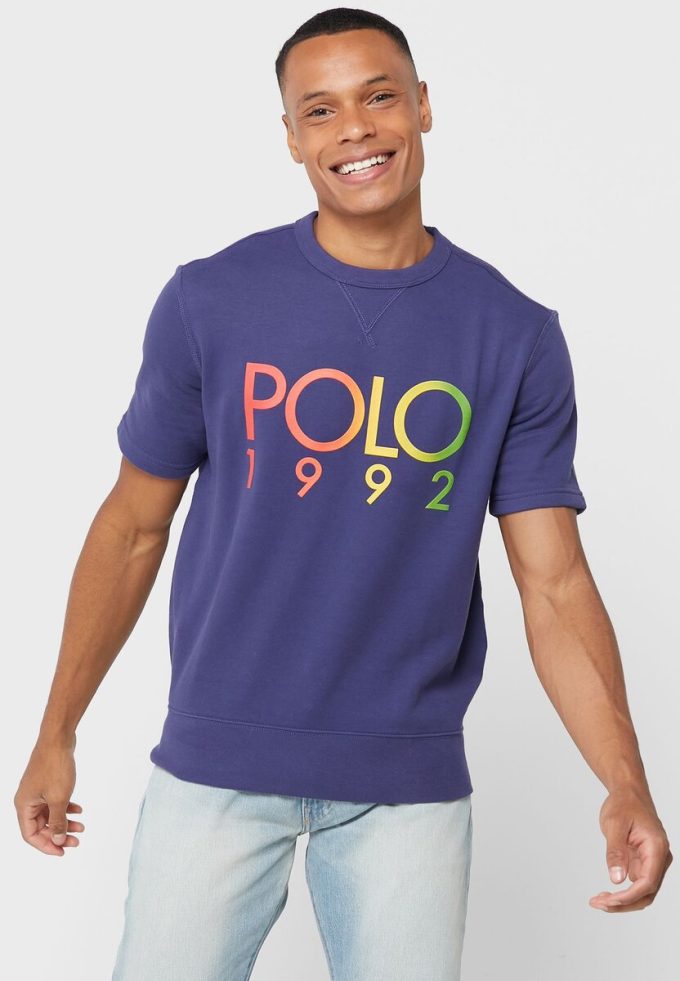 Tricouri pentru bărbați, cu logo-ul Ralph Lauren, cu decolteu rotund