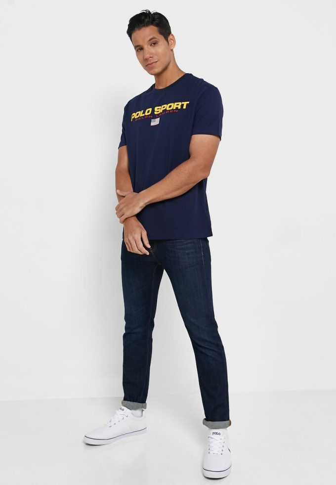 Tricouri pentru bărbați, cu logo-ul Ralph Lauren, cu decolteu rotund