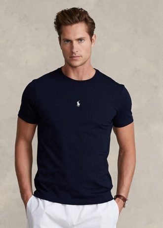 Tricouri pentru bărbați Ralph Lauren, personalizate, cu decor subțire, cu gât crew, pentru bărbați