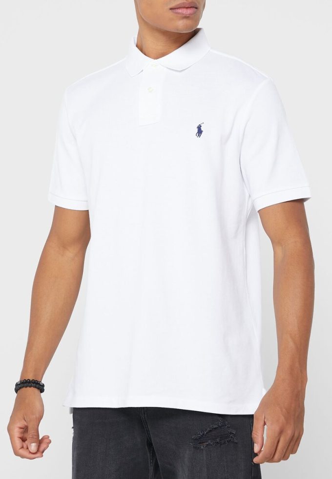 Tricouri polo albe Ralph Lauren Essential pentru bărbați Tricouri polo albe Ralph Lauren Essential pentru bărbați
