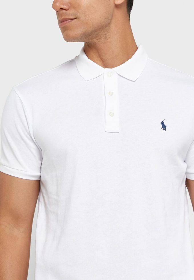 Tricouri polo albe Ralph Lauren Essential pentru bărbați