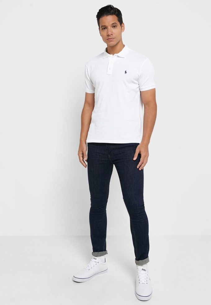 Tricouri polo albe Ralph Lauren Essential pentru bărbați