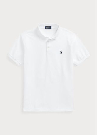 Tricouri polo albe Ralph Lauren, personalizate, slim fit Birdseye