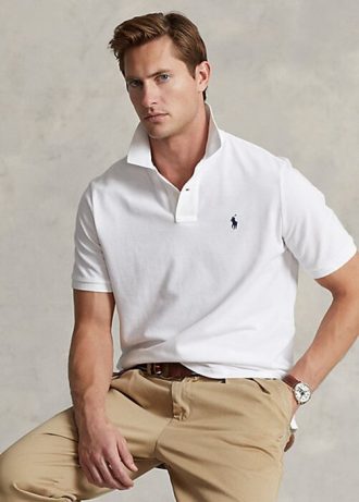 Tricouri polo albe Ralph Lauren The Iconic Mesh pentru bărbați