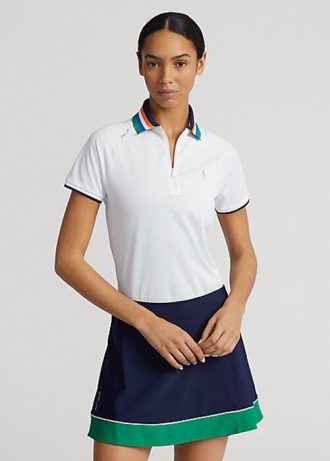 Tricouri polo cu fermoar sfert, alb, pentru femei, Ralph Lauren Tricouri polo cu fermoar sfert, alb, pentru femei, Ralph Lauren
