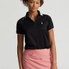 Tricouri polo cu fermoar sfert de culoare neagră pentru femei Ralph Lauren Tricouri polo cu fermoar sfert de culoare neagră pentru femei Ralph Lauren