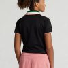 Tricouri polo cu fermoar sfert de culoare neagră pentru femei Ralph Lauren Tricouri polo cu fermoar sfert de culoare neagră pentru femei Ralph Lauren