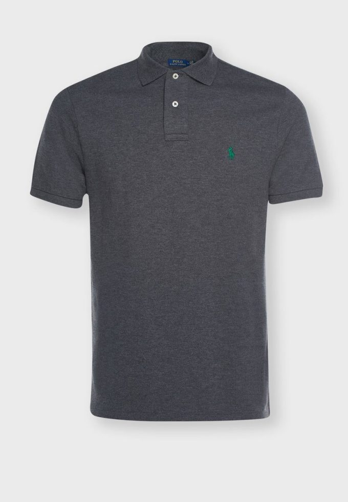 Tricouri polo cu plasă de bază Ralph Lauren gri pentru bărbați Tricouri polo cu plasă de bază Ralph Lauren gri pentru bărbați