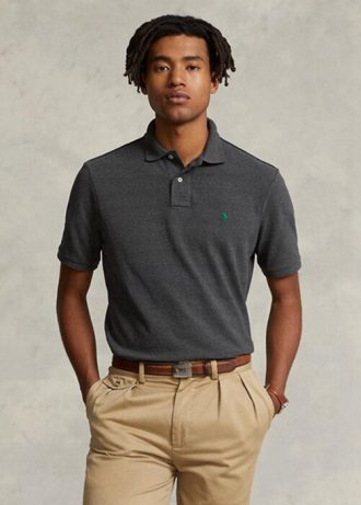 Tricouri polo cu plasă subțire personalizate Ralph Lauren pentru bărbați gri