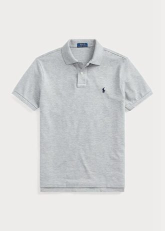 Tricouri polo cu plasă subțire personalizate Ralph Lauren pentru bărbați gri
