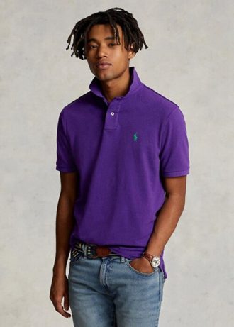 Tricouri polo cu plasă subțire personalizate Ralph Lauren pentru bărbați violet
