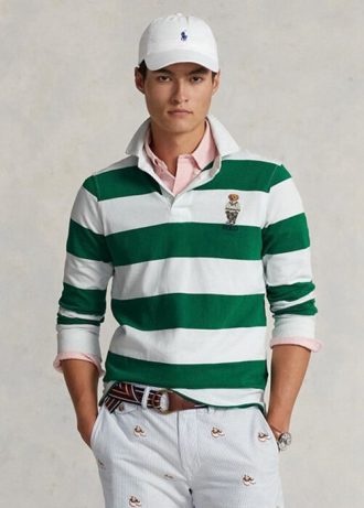 Tricouri polo de rugby alb Ralph Lauren, personalizate, slim Fit Bear