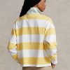 Tricouri polo de rugby din jerseu cu dungi Ralph Lauren galbene/albe pentru femei Tricouri polo de rugby din jerseu cu dungi Ralph Lauren galbene/albe pentru femei