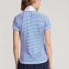 Tricouri polo din jerseu cu dungi Ralph Lauren de damă albastru/alb Tricouri polo din jerseu cu dungi Ralph Lauren de damă albastru/alb