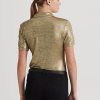 Tricouri polo din jerseu cu imprimeu folie Ralph Lauren pentru femei aurii