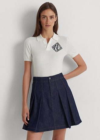 Tricouri polo din jersey Ralph Lauren albe pentru femei