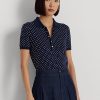 Tricouri polo din piqué cu buline Ralph Lauren pentru femei, bleumarin Tricouri polo din piqué cu buline Ralph Lauren pentru femei, bleumarin