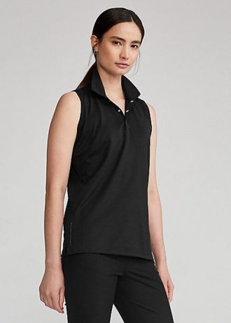 Tricouri polo fără mâneci din piqué, negru, pentru femei, Ralph Lauren