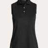 Tricouri polo fără mâneci din piqué, negru, pentru femei, Ralph Lauren Tricouri polo fără mâneci din piqué, negru, pentru femei, Ralph Lauren